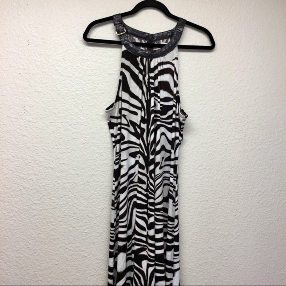 Michael Kors High-low Zebra Print Halter Dress